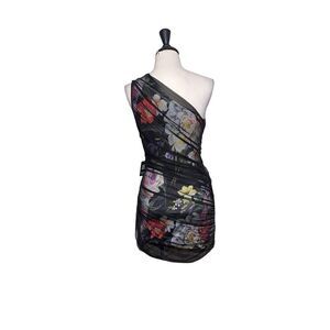 Express NWT Cold Shoulder Floral Bodycon Mesh Mini Dress Size XS